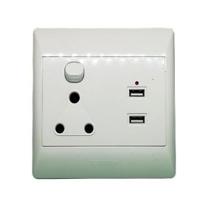 Single Wall Socket With 2 USB Charging Ports