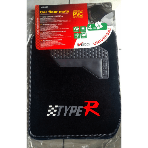 Universal Car Mat with Rubber Heelpad – 4 Piece