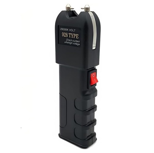 928 TYPE Self-Defence Stun Gun with Flashlight, 120000 Volt, Rechargeable with Holster and Charging Cable