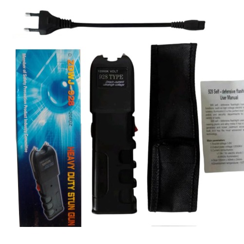 928 TYPE Self-Defence Stun Gun with Flashlight, 120000 Volt, Rechargeable with Holster and Charging Cable - Image 3