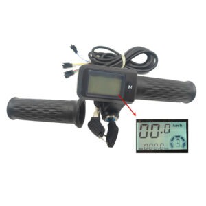 Electric Bike Scooter Throttle with LCD Display to Show Speed for 24V 36V 48V 60V 72V | Mileage and Battery Power Display